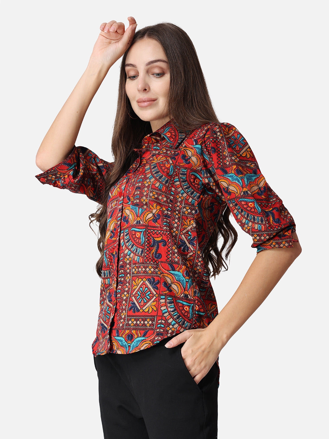 SCORPIUS Ethnic Motifs Printed Classic Fit Casual Shirt