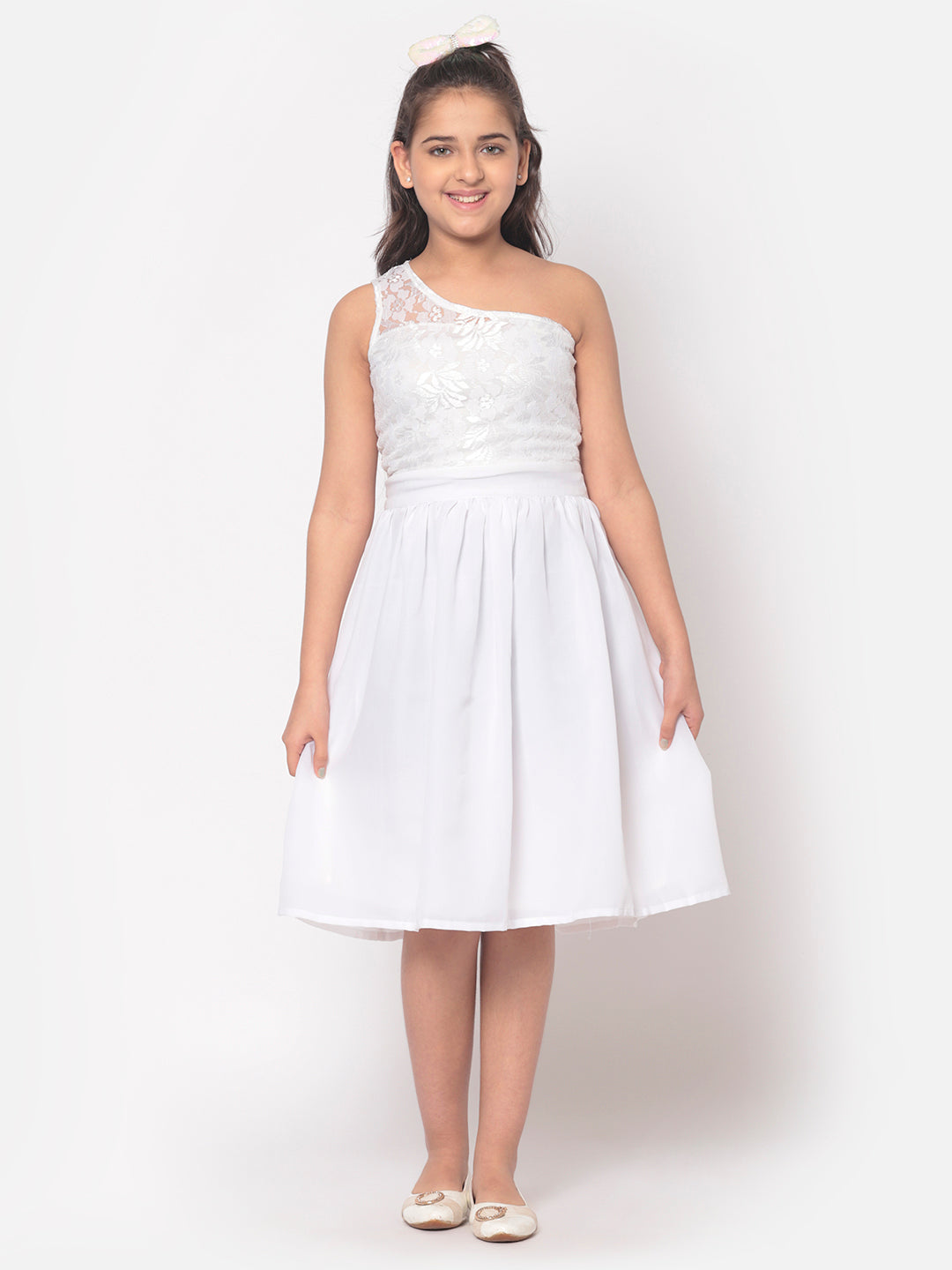 MINOS White Georgette Dress