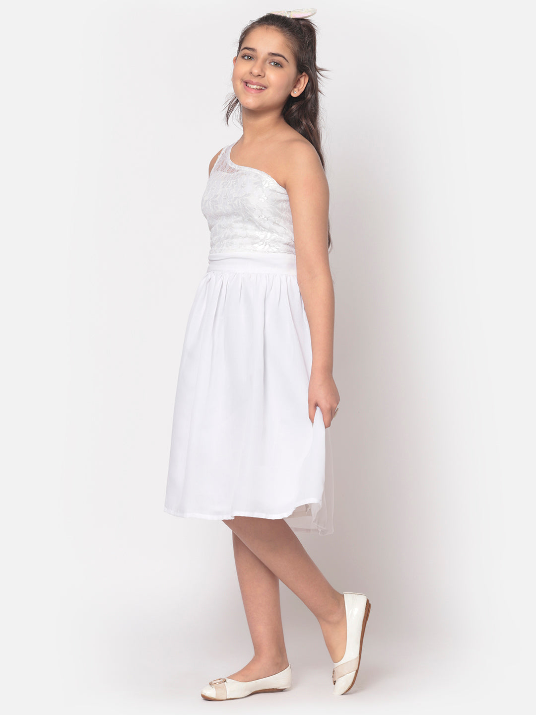 MINOS White Georgette Dress