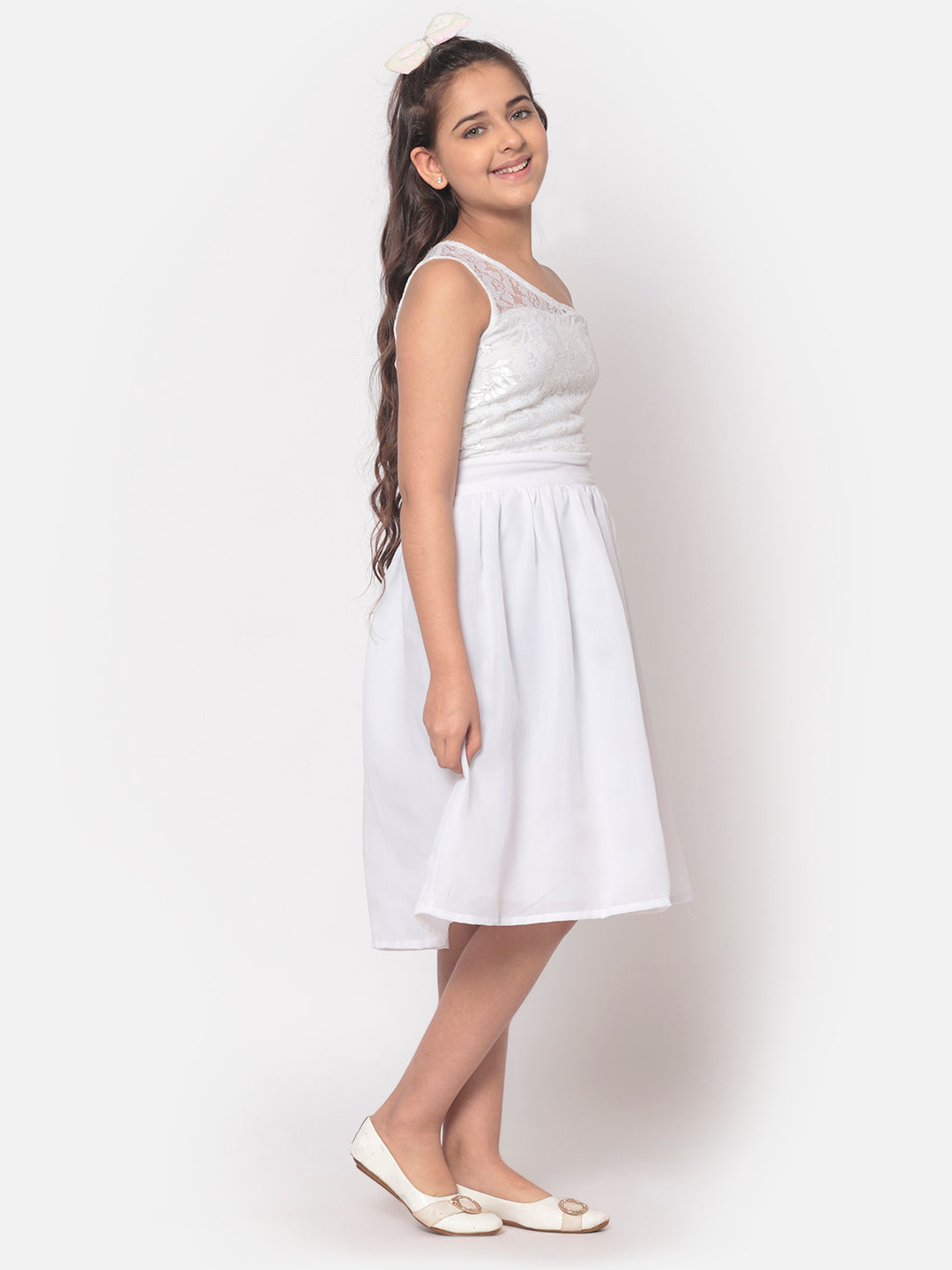 MINOS White Georgette Dress