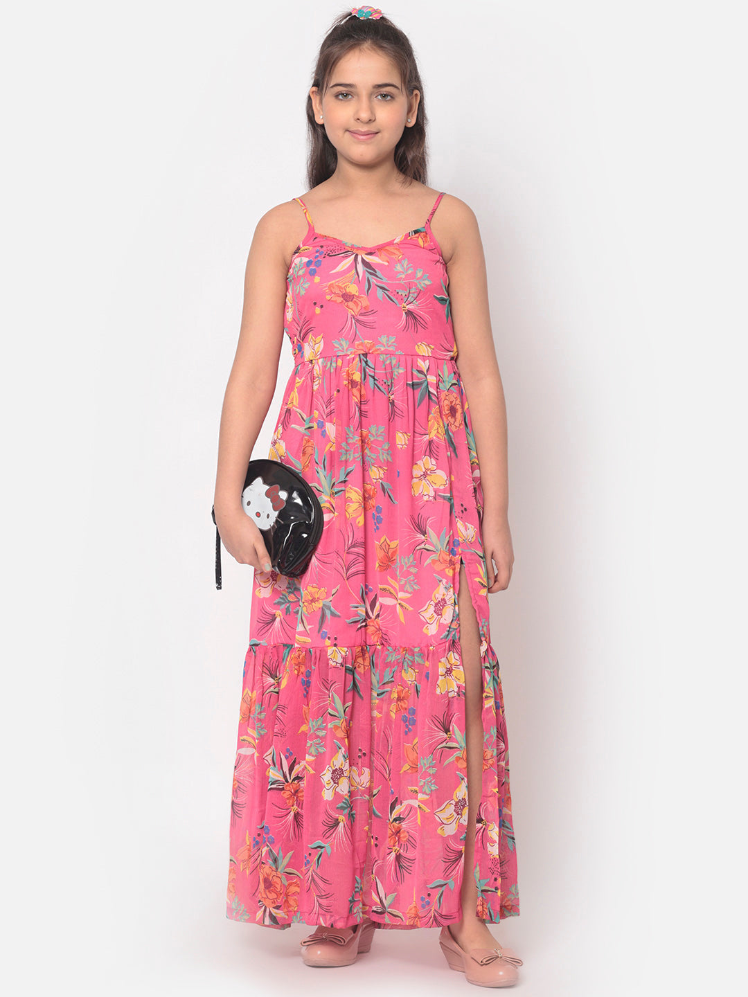 MINOS Floral Chiffon Maxi Dress