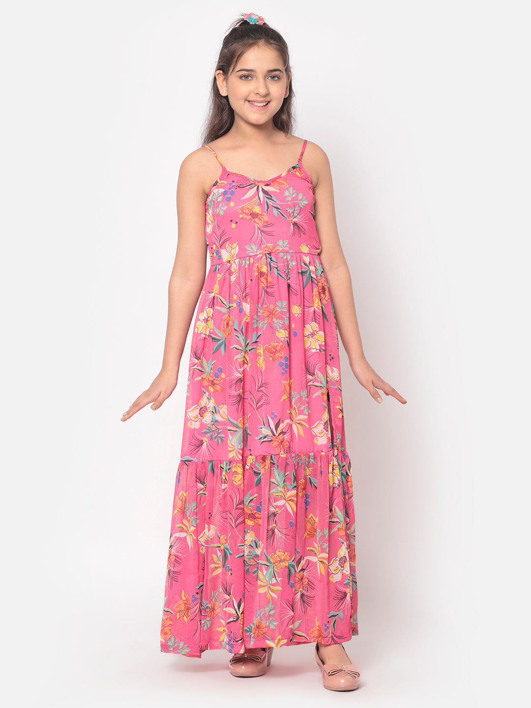 MINOS Floral Chiffon Maxi Dress