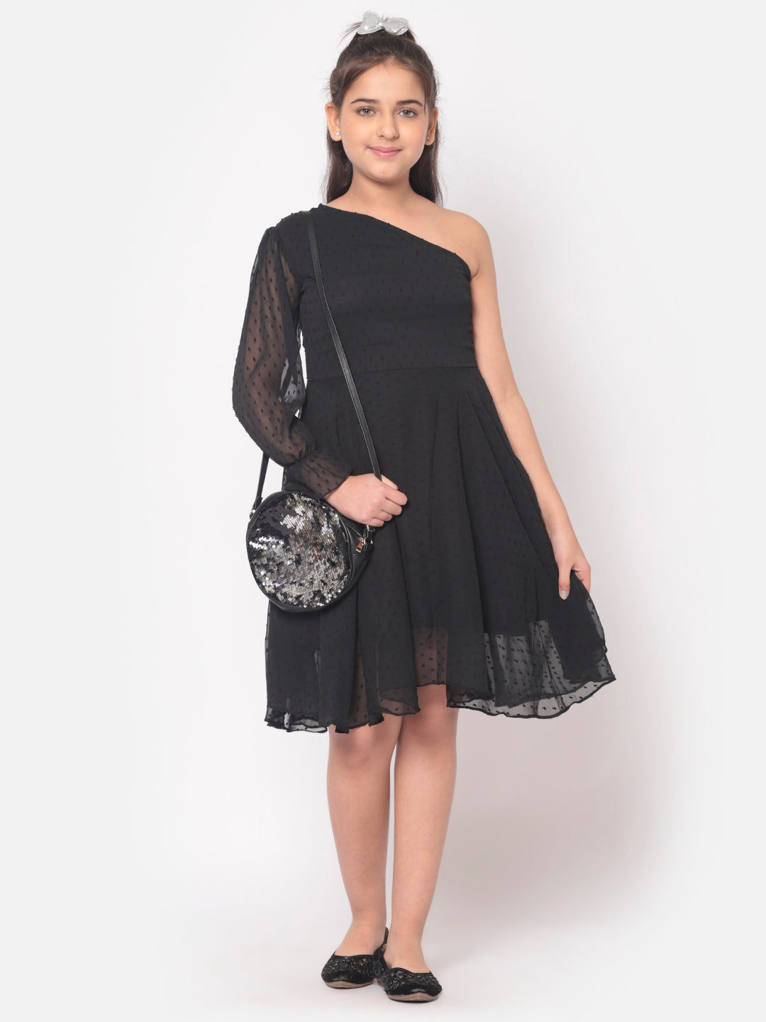 MINOS Black Chiffon Dress