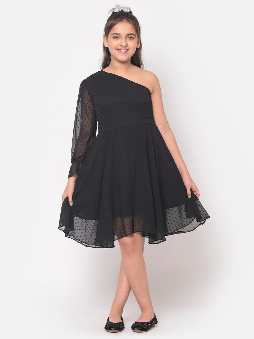 MINOS Black Chiffon Dress
