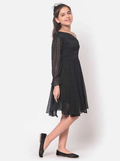 MINOS Black Chiffon Dress