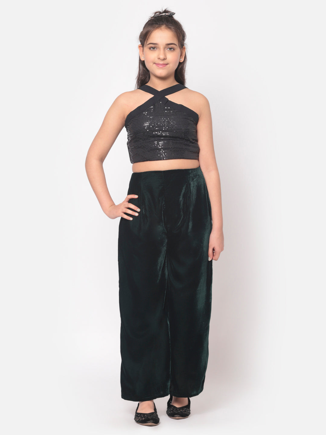MINOS Navy Velvet Palazzo