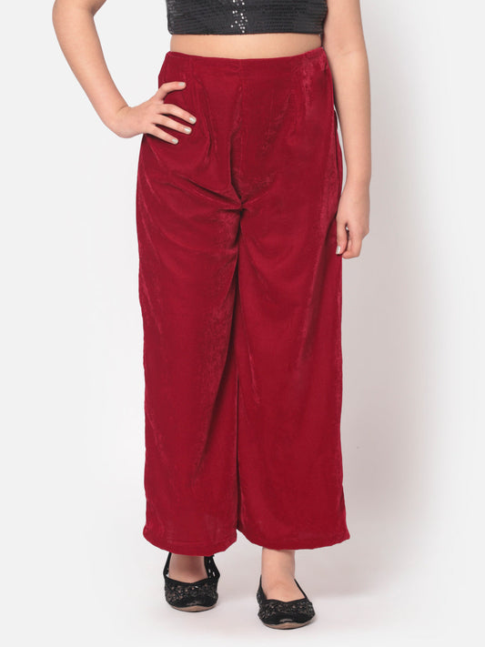 MINOS Maroon Velvet Palazzo