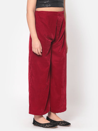 MINOS Maroon Velvet Palazzo