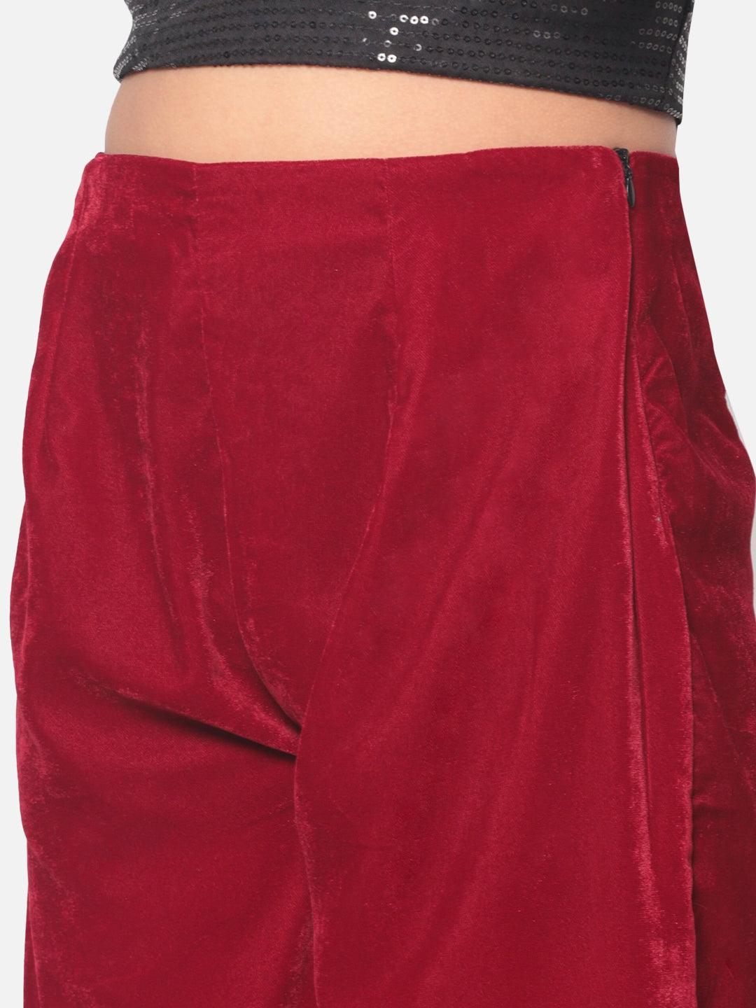 MINOS Maroon Velvet Palazzo