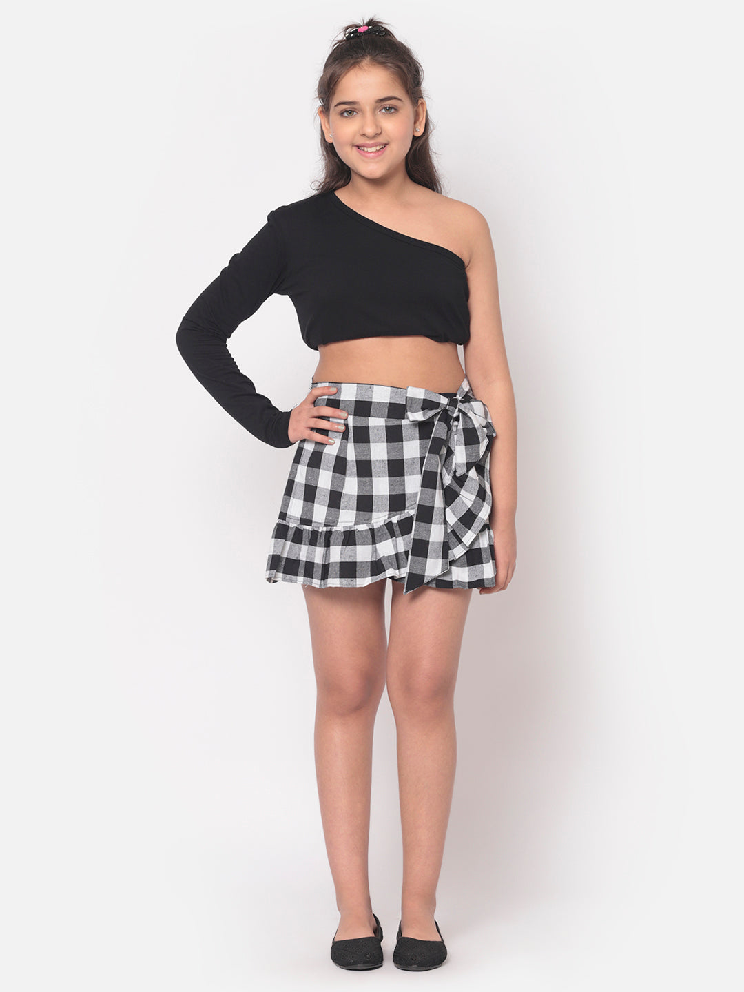 MINOS Black Check Skirt