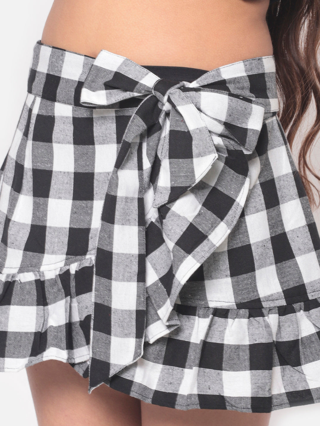 MINOS Black Check Skirt