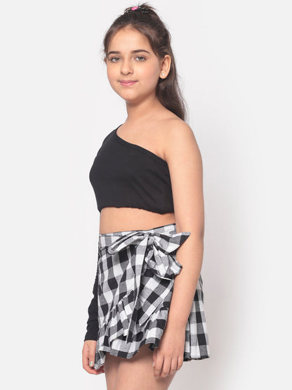 MINOS One Shoulder Solid Black Top