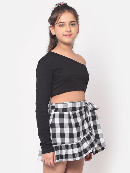 MINOS One Shoulder Solid Black Top