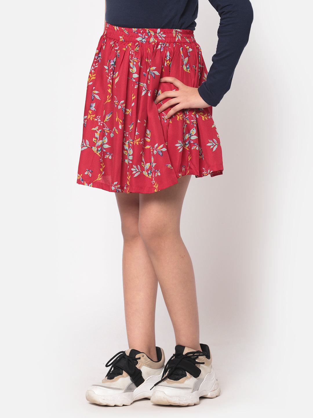 MINOS Red Floral Skirt