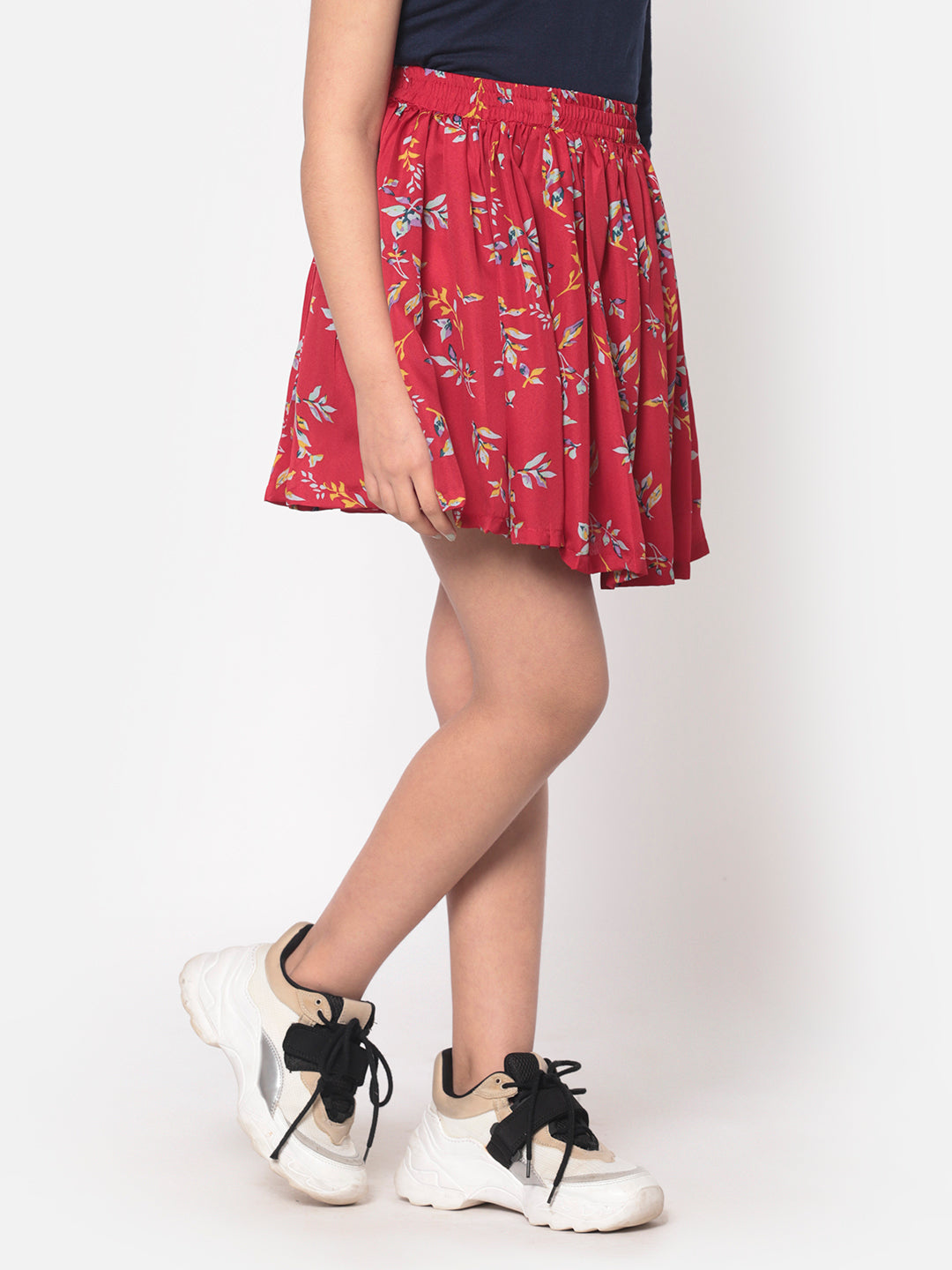 MINOS Red Floral Skirt