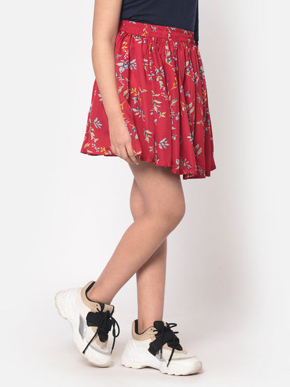 MINOS Red Floral Skirt