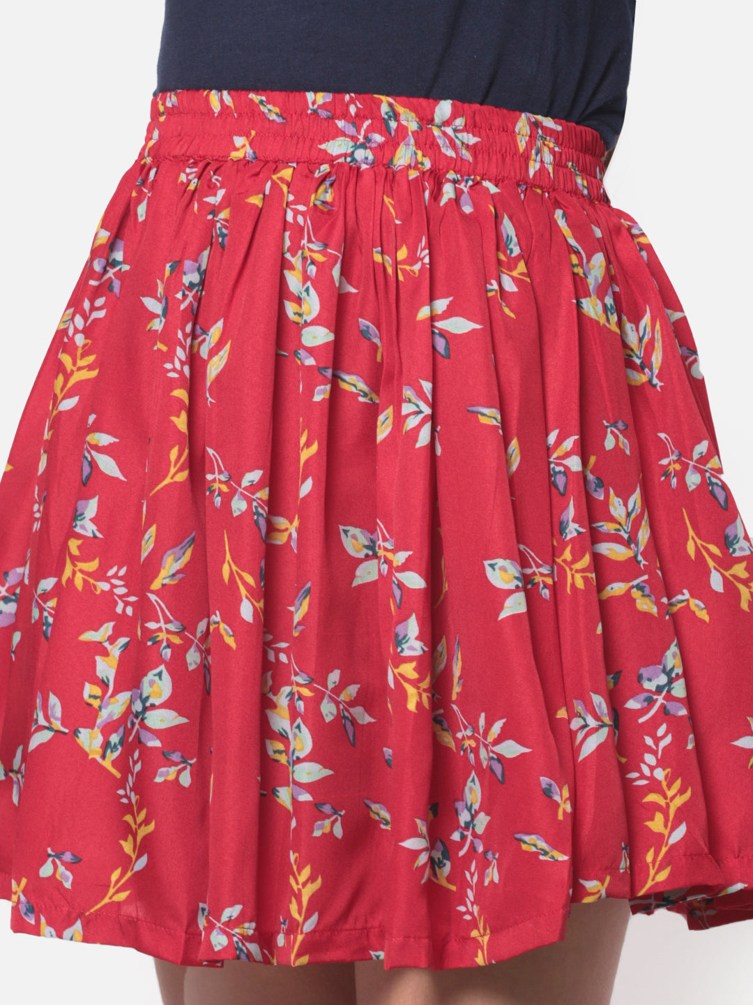 MINOS Red Floral Skirt