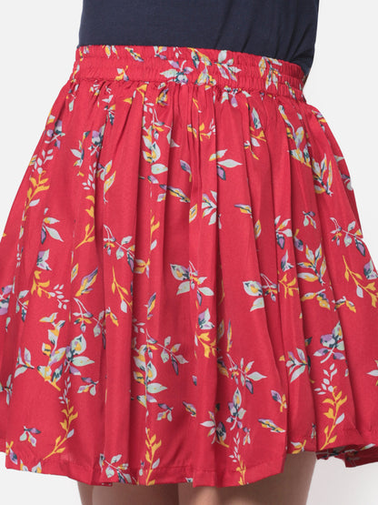 MINOS Red Floral Skirt