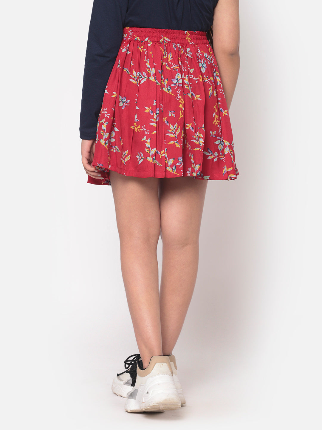 MINOS Red Floral Skirt