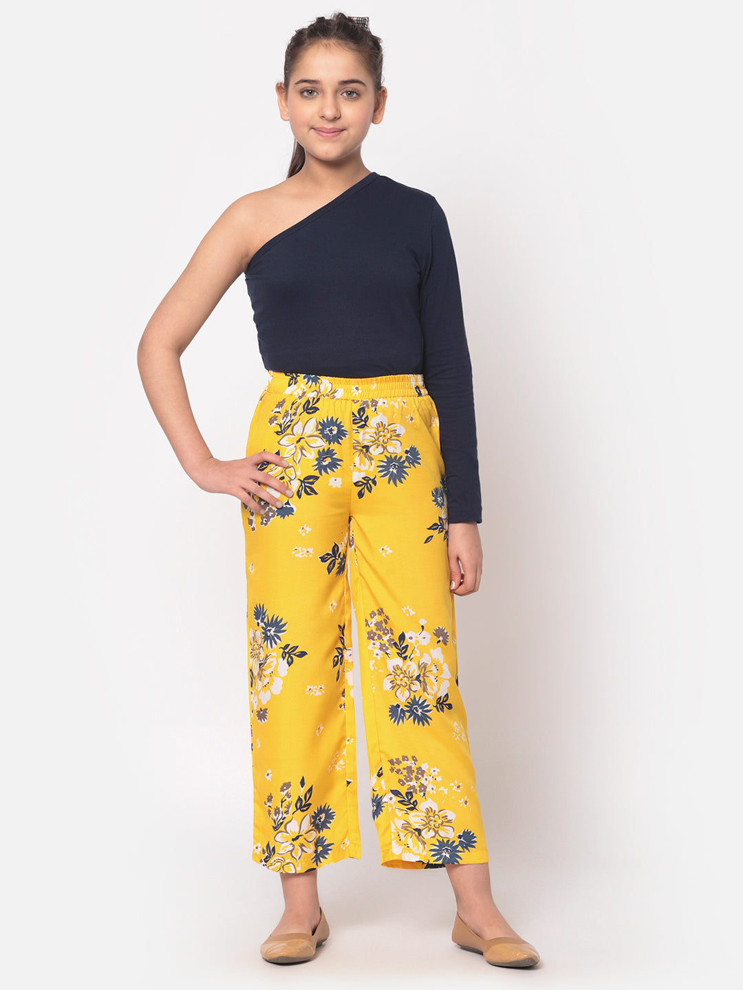 MINOS Yellow Printed Palazzo