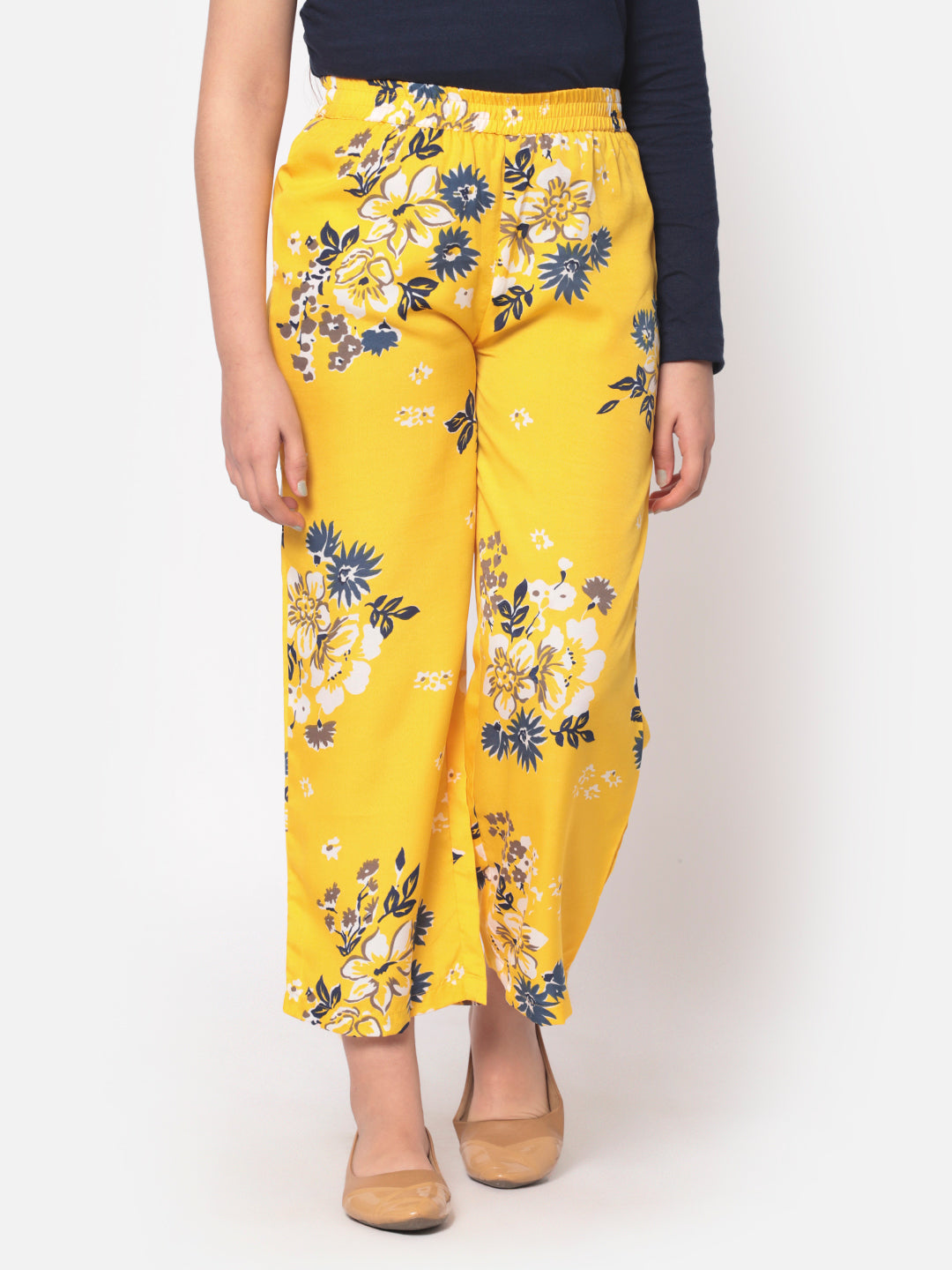 MINOS Yellow Printed Palazzo