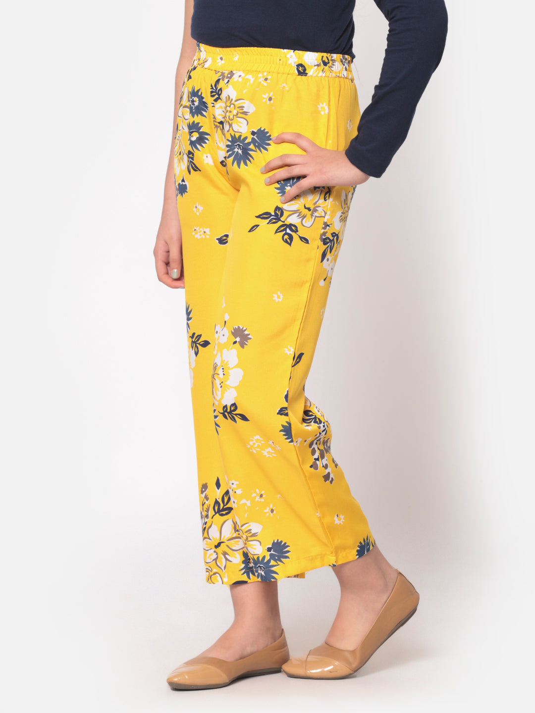 MINOS Yellow Printed Palazzo