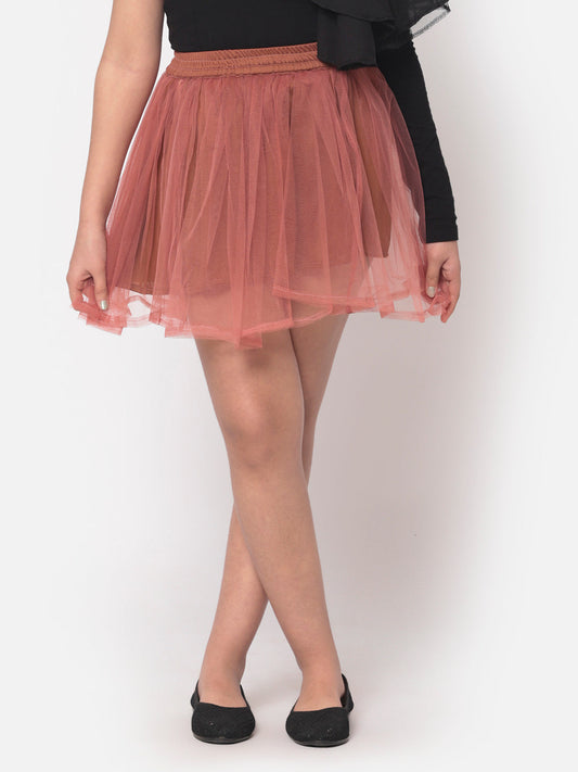 MINOS Brown Net Skirt