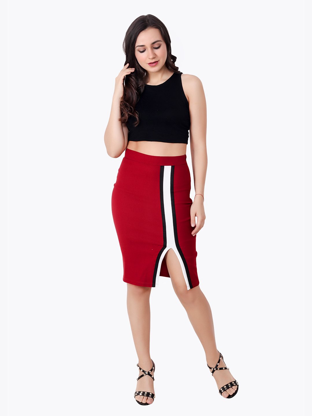Maroon Solid Skirt