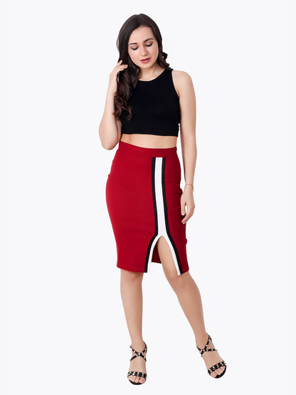 Maroon Solid Skirt