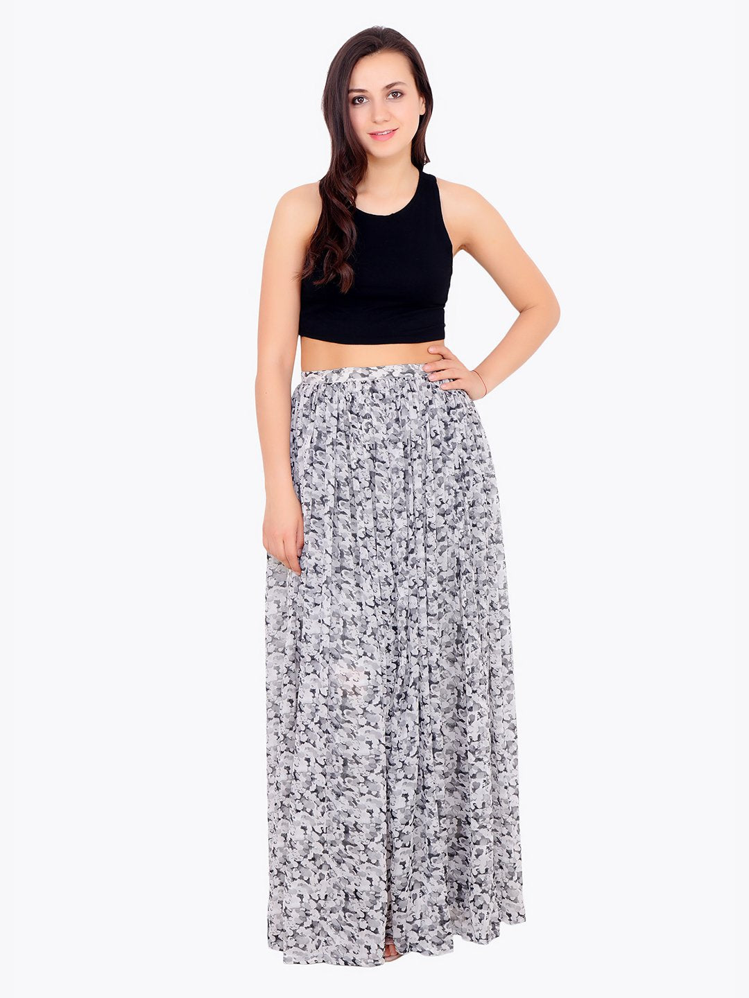 Grey Printed Skirt