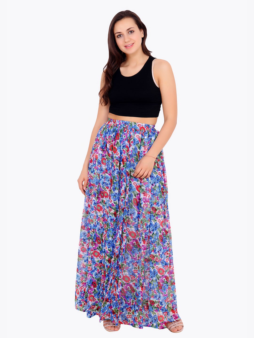 Cation Blue Printed Long Skirt