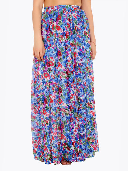 Cation Blue Printed Long Skirt