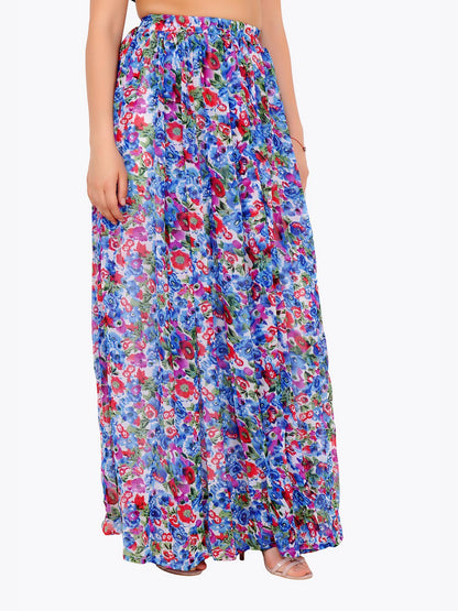 Cation Blue Printed Long Skirt