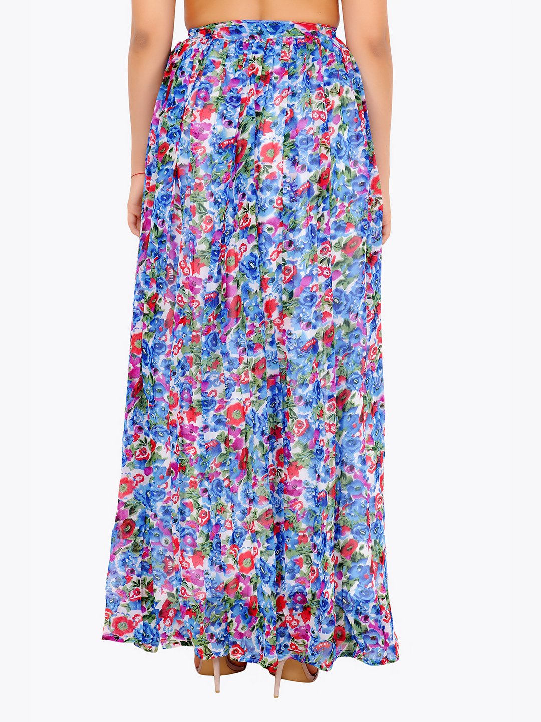 Cation Blue Printed Long Skirt