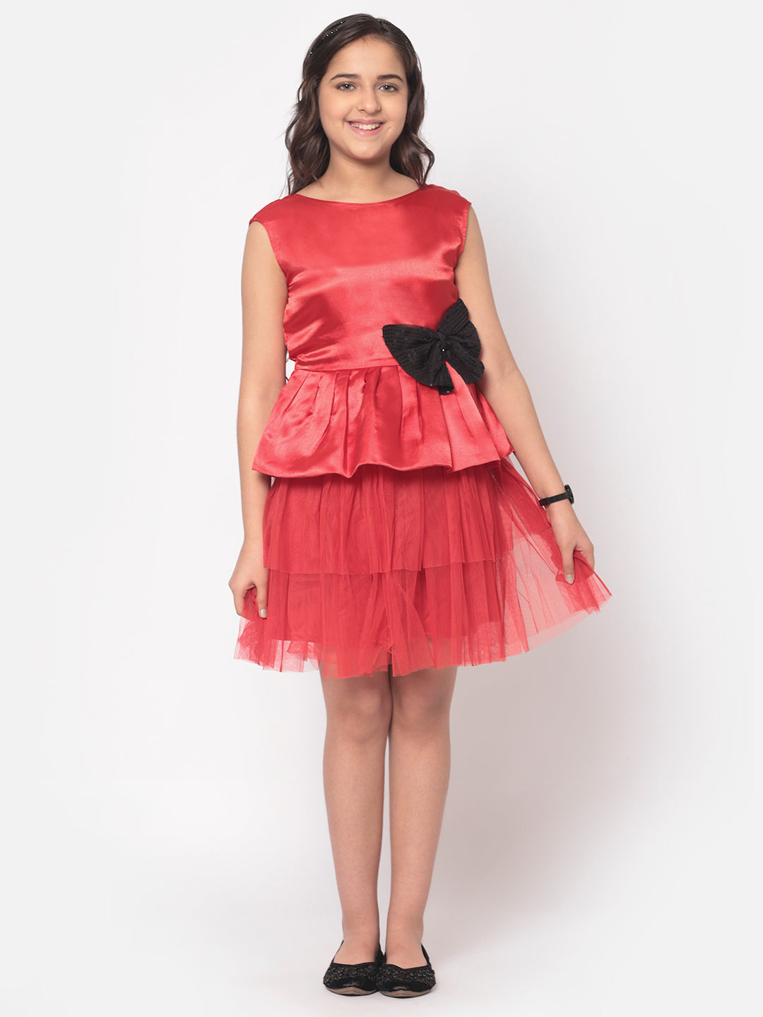MINOS Red Satin Dress