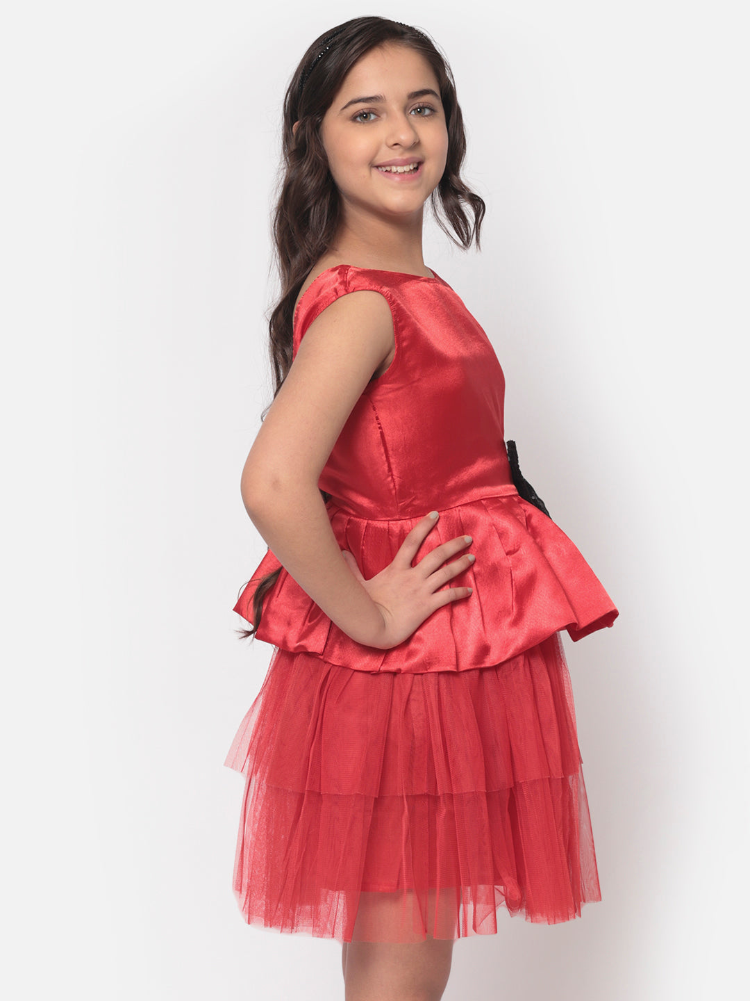 MINOS Red Satin Dress