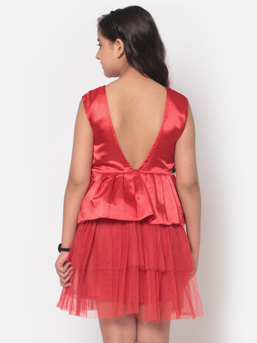 MINOS Red Satin Dress