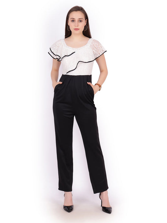 White  Solid Jumpsuit