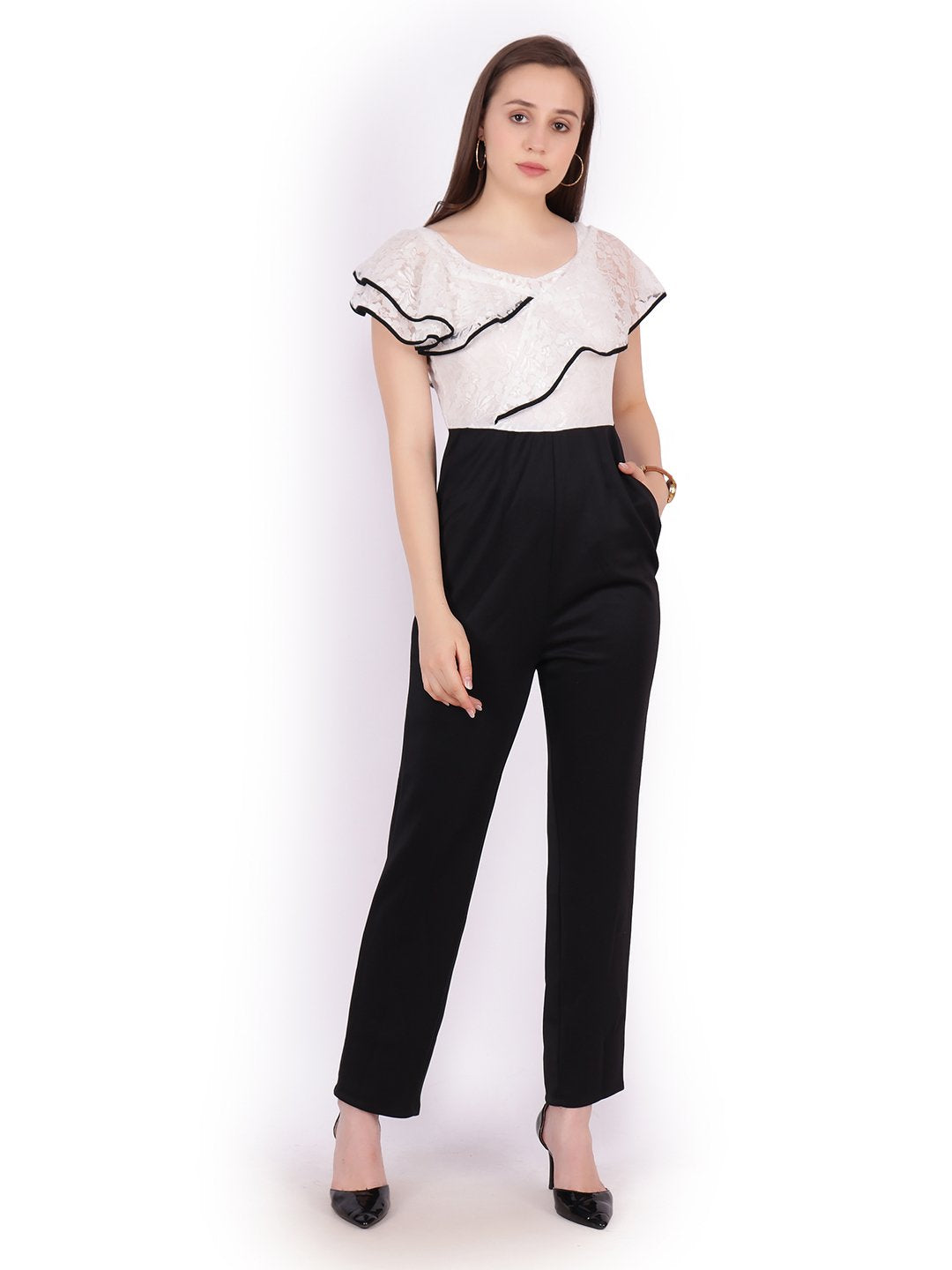 White  Solid Jumpsuit