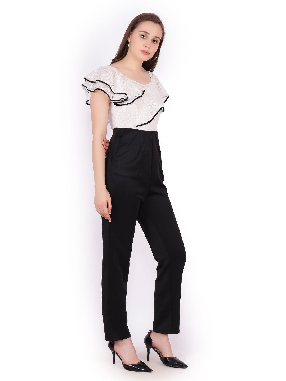 White  Solid Jumpsuit