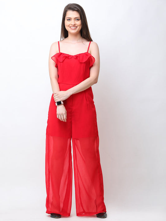 Red Solid Jumpsuit