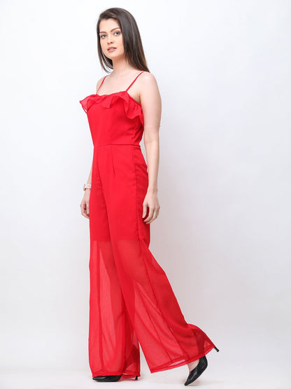 Red Solid Jumpsuit
