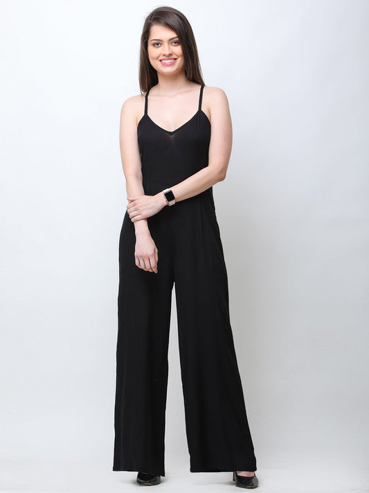 Black  Solid Jumpsuit