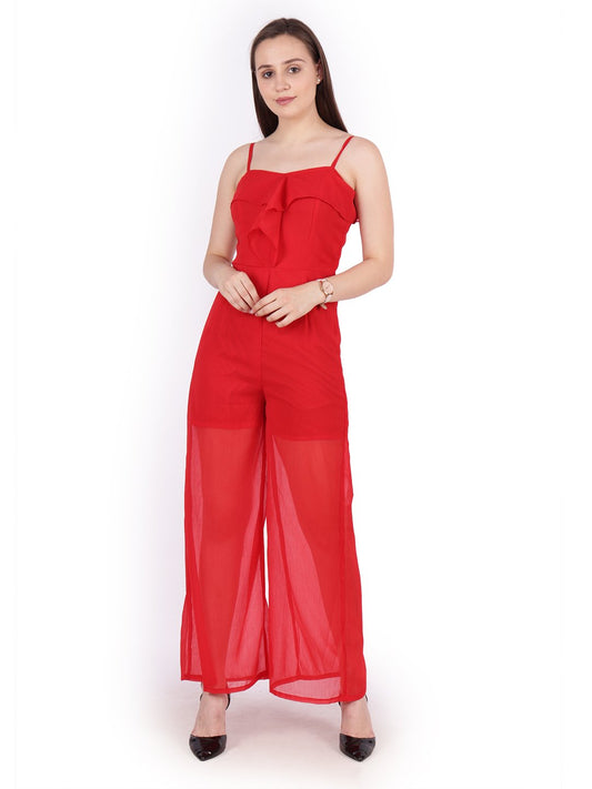 Red Solid Jumpsuit