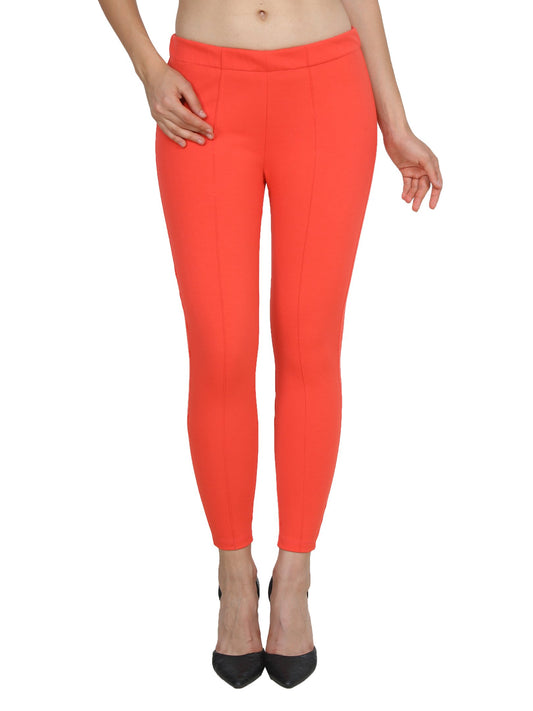 Orange Solid Jeggings