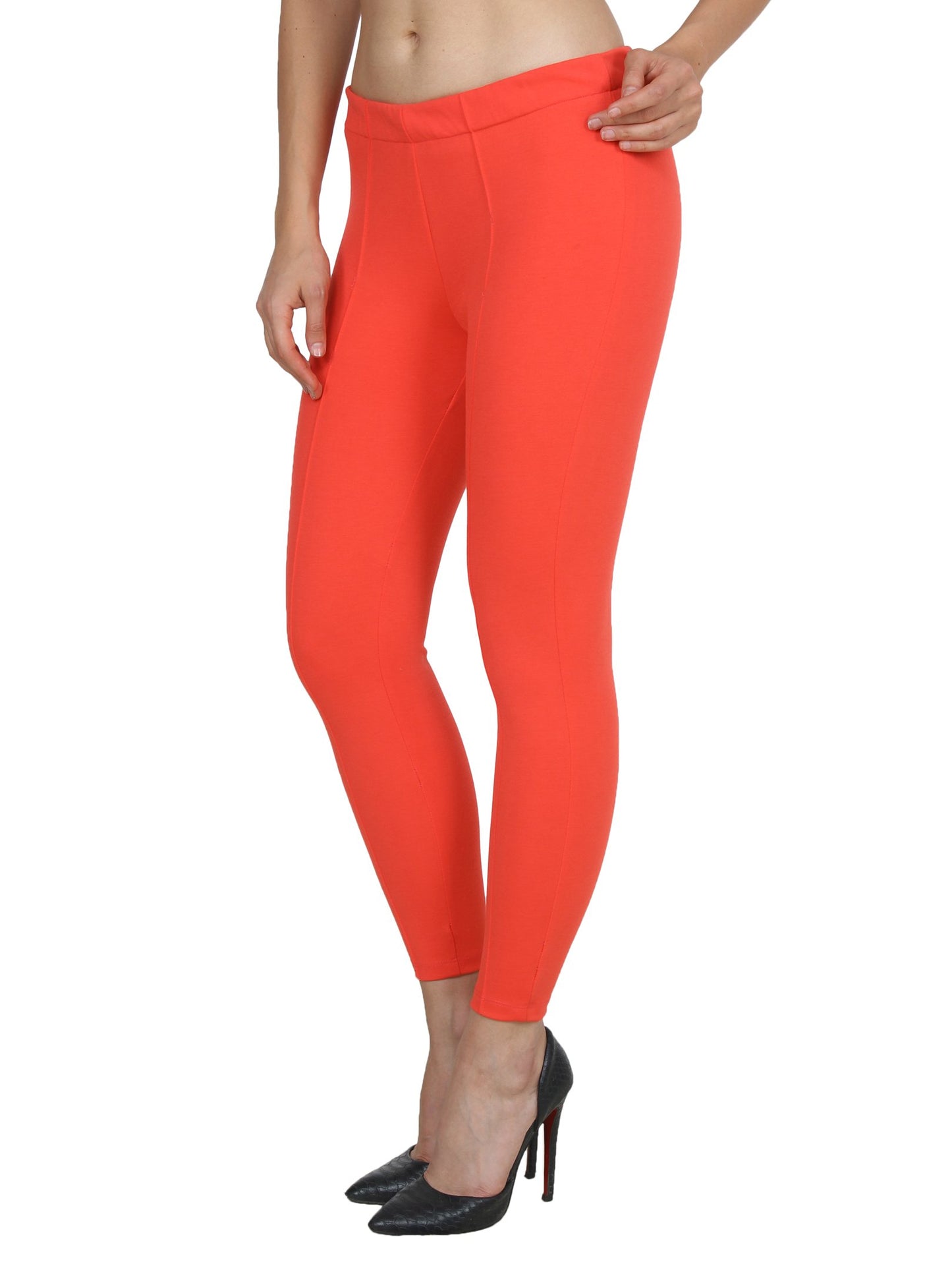 Orange Solid Jeggings