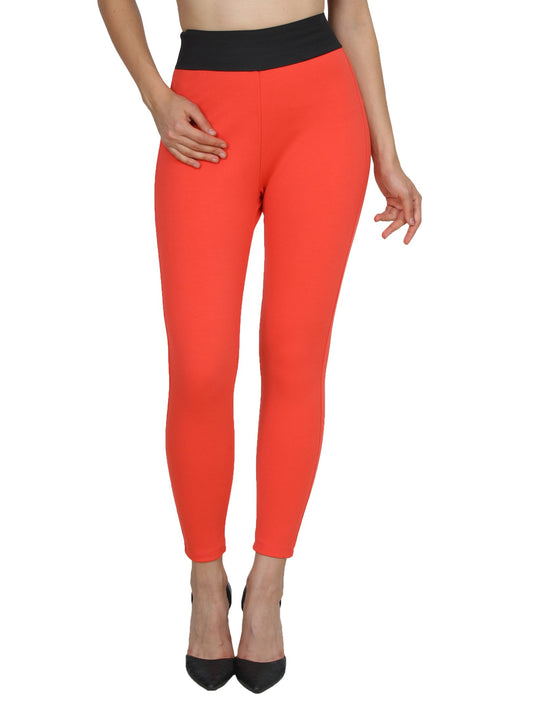 Orange Solid Jeggings