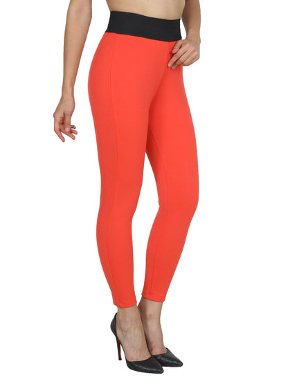 Orange Solid Jeggings
