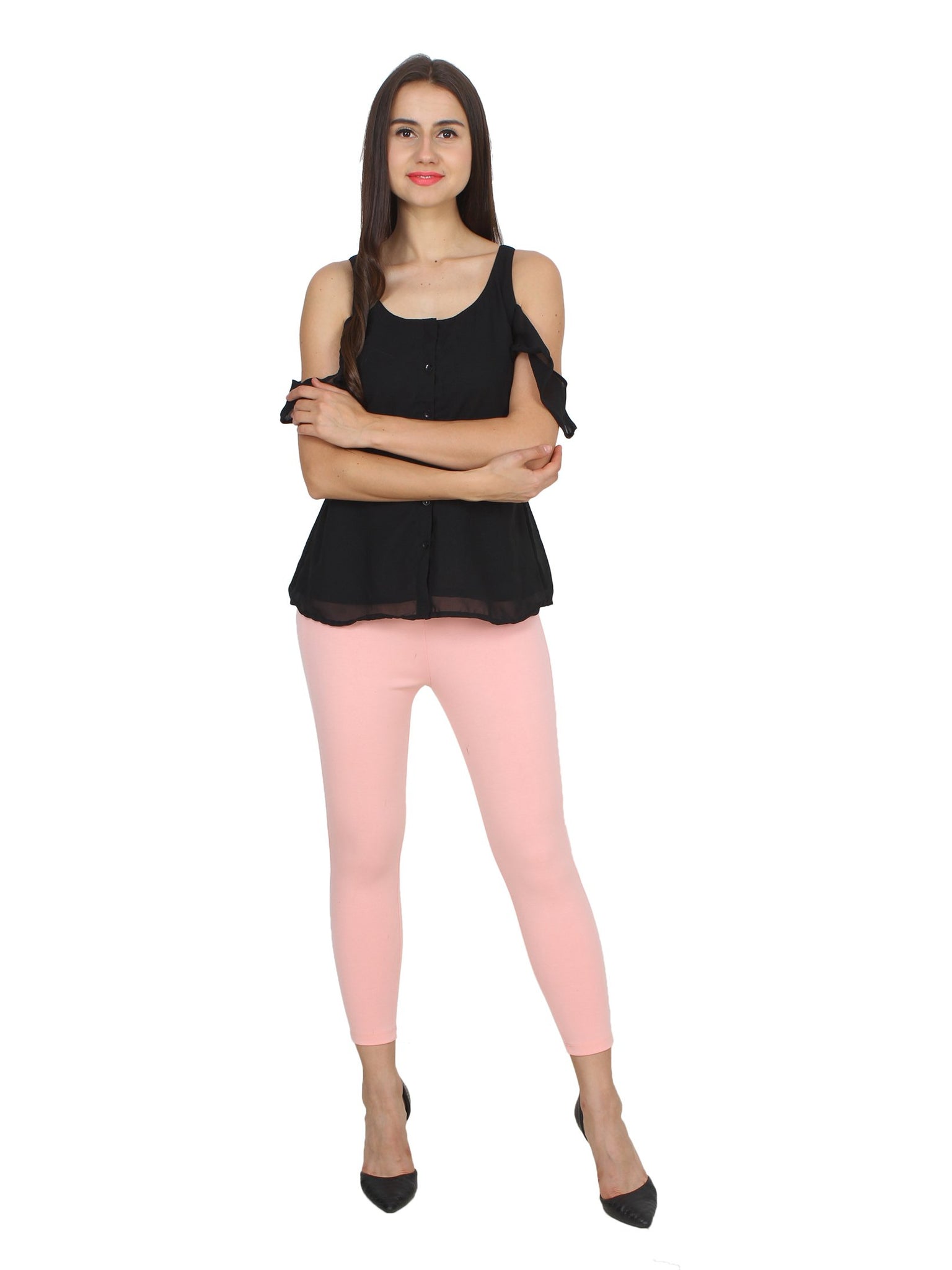 Pink Solid Jeggings