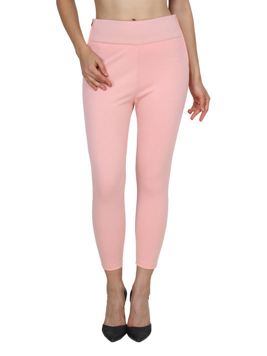 Pink Solid Jeggings